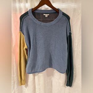 American Eagle Color block Waffle Knit Crew Neck Sweater Medium Cotton